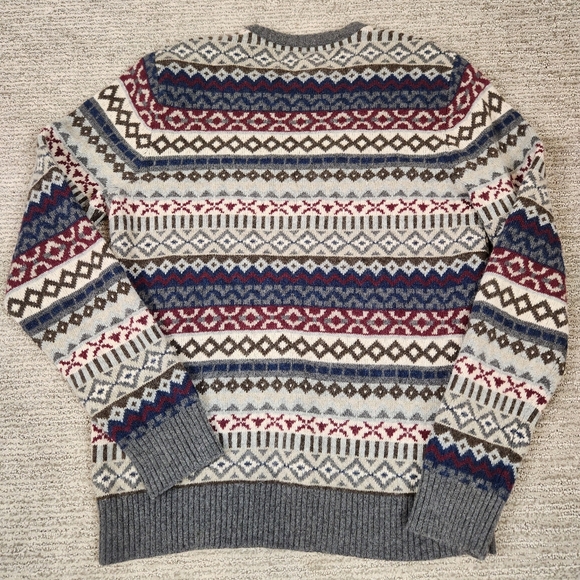 Eddie Bauer Fair Isle Crew Neck Sweater Wool Blend Holiday Winter Mens Medium - Picture 3 of 7